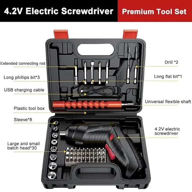 KARTIGO 4.2V electric screwdriver with 47-piece bit set